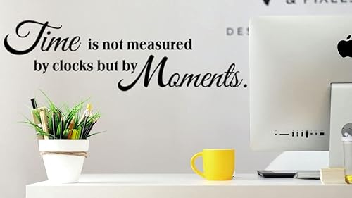 Miniatura 4 de Calcomanías de pared inspiradoras con cita de tiempo, el tiempo no es medido por relojes, pero por momentos, motivación dicho, calcomanía de pared