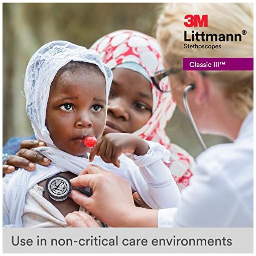 3M Littmann Classic III Monitoring Stethoscope, Rainbow-Finish Chestpiece, black stem and headset, Black Tube, 27 inch, 5870 - Image 6