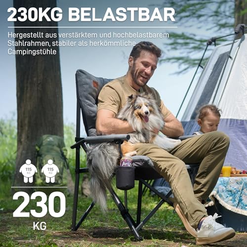 EVER ADVANCED Campingstuhl Faltbar 62cm Sitzbreit Gepolstert bis 230KG – Ansicht 2