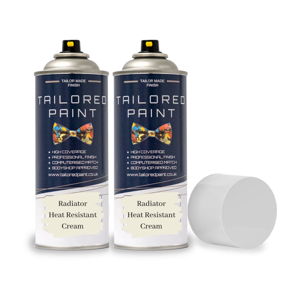 Premium Radiator Aerosol Spray Paint 400ml - Heat Resistant up to 100ºC - Quick Drying & No Primer Required - Exterior Surfaces of Radiators, Hot Water Tanks & More (400ml (2 Pack) Spray, Cream Satin)