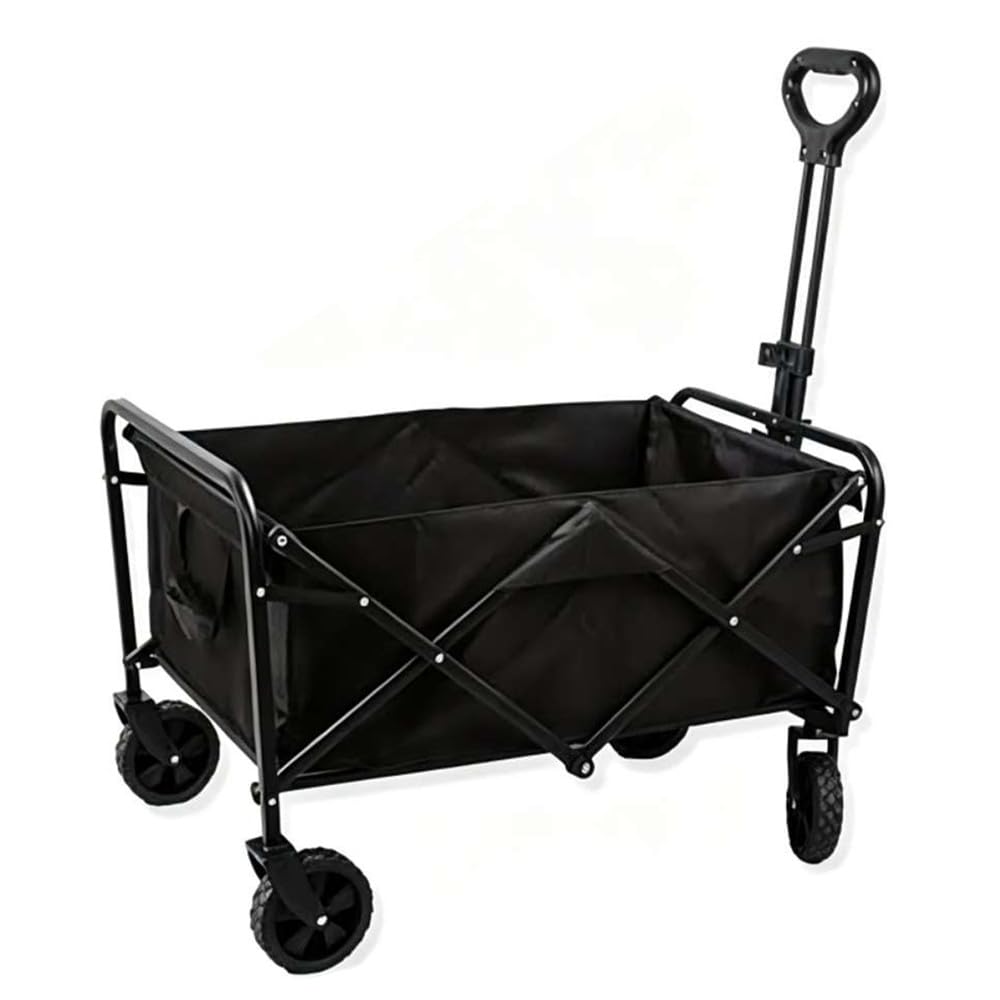 Carrito Plegable de Camping Todo Terreno, Carro Utilitario con Mango Ajustable, Ruedas Grandes con Freno, Capacidad Grande, para Playa, Picnic, Jardín y Compras (Carga 60 kg)