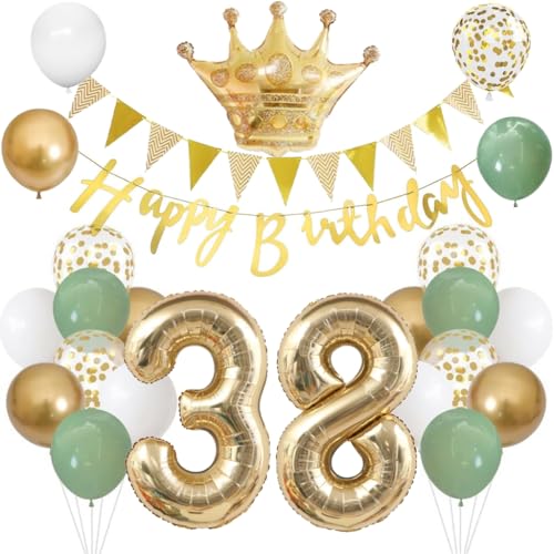 Anlgdi Palloncini 38° compleanno decorazione set palloncini Happy 38° compleanno donna decorazione palloncino in pellicola numero 38 oro, decorazione di compleanno 38 anni donne Meaner palloncino in Anlgdi Palloncini 38° compleanno decorazione set palloncini Happy 38° compleanno donna decorazione palloncino in pellicola numero 38 oro, decorazione di compleanno 38 anni donne Meaner palloncino in