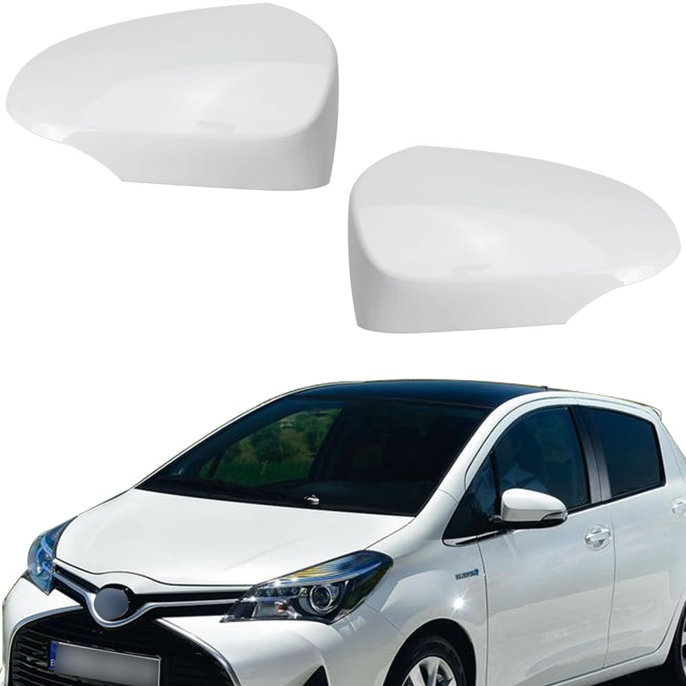 Tappi per Specchietti Bianco, Copri Specchietto Retrovisore Auto Coppia Calotte Specchio Destra + Sinistra Sostituzione per Yaris 2012-2020