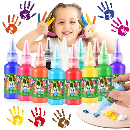 Tigvio Fingerfarben Ungiftig 12×30ml, Auswaschbar für Kinder, Frei von...