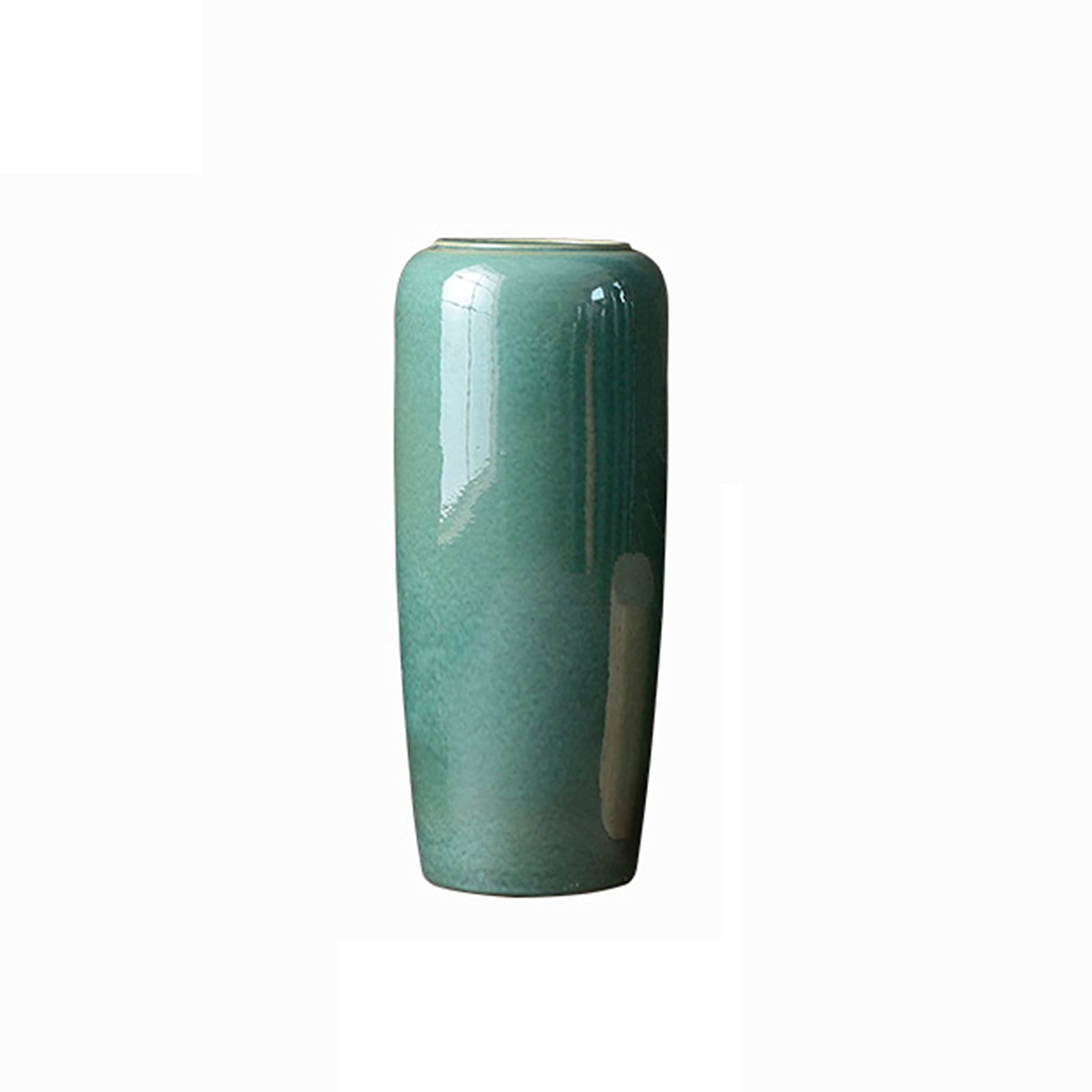 asdchZen Indoor Gardening Flower Decoration Vase, Vintage Green Ceramic Vase Hotel Lobby Floor Vase,24 * 50CM