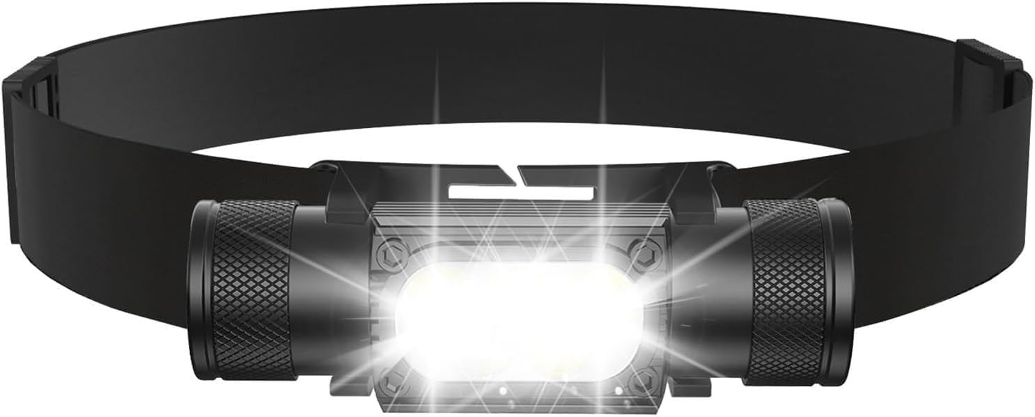 Agyanzm USB-C Rechargeable LED Headlamp: 6 Modes, 42H Runtime, Lightweight & Adjustable for Outdoor Activities