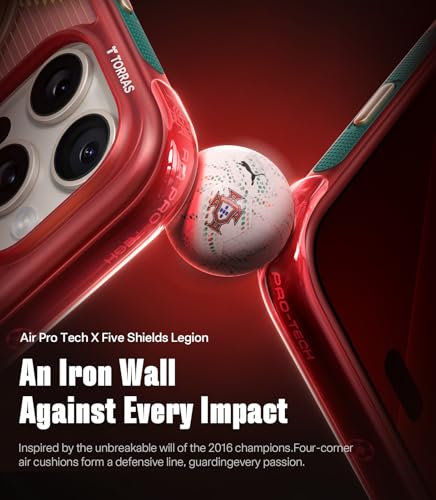 Image of TORRAS x Portuguese Football Federation Limited Edition, Ostand Q3 Air for iPhone 16 Pro Case, 360 Magnetic Stand, Fit for MagSafe, Mil-Grade Drop Tested, World Cup Inspired, Glory Slash