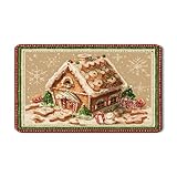 Lebkuchenhaus-Abtropfmatte für Küche, festlich, saugfähig, Gummi-Abtropfmatte, Winter-Süßigkeiten-Leckereien, PU-Leder-Trockenunterlage für Theke, 30,5 x 50,8 cm
