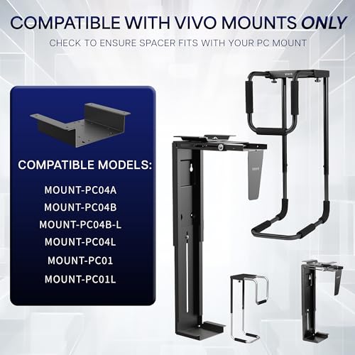 VIVO Soporte Espaciador Bajo Escritorio para Montajes de CPU MOUNT-PCSB1, Separación de 2.1 pulgadas, Solo Soporte miniatura 4