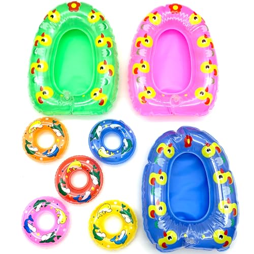DHER 8 Piezas Buceo Inflable pequeño Mini boya Hinchable 9 * 2.5 cm Pequeño Anillo de Natación y 22 * 4 cm Mini Decoración de Kayak Hinchable Mini Anillo Flotador Mini Set de Decoración (A)