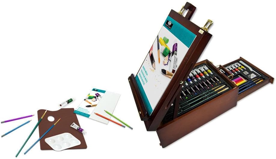 Royal & Langnickel R&L 102-Piece Mixed Media Dark Easel Set
