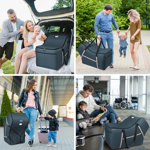 Image of Infant Car Seat Travel Bag for Airplane Compatible with All Nuna Pipa Car Seat and Base,Chicco KeyFit 30 and Base, Padded Car Seat Bags for Air Travel,Car Seat Gate Check Bag with Side Pocket, Blue