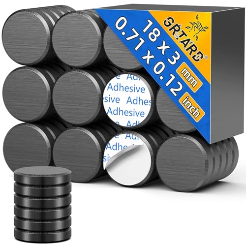 Grtard 20 Pack Ceramic Magnets for Crafts Small Round Disc Crafts Magnets with Adhesive Backing Flat Circle Ferrite Industrial Magnet for Craft DIY Science Hobbies Project 0.71inch x 0.12inch