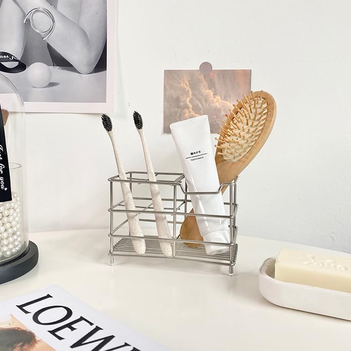 Electric toothbrush holder, stainless steel bathroom storage rack, drain storage rack (Silvery) - Image 4