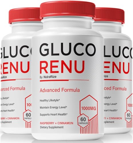 (3 Pack) Gluco Renu Capsules, Official GlucoRenu Pills, Natural Support For Healthy Levels, Circulation and Balance, Premium Formula Blood Vessel Cleaner, GlucoReNu Glyco Optimizer (180 Capsules)