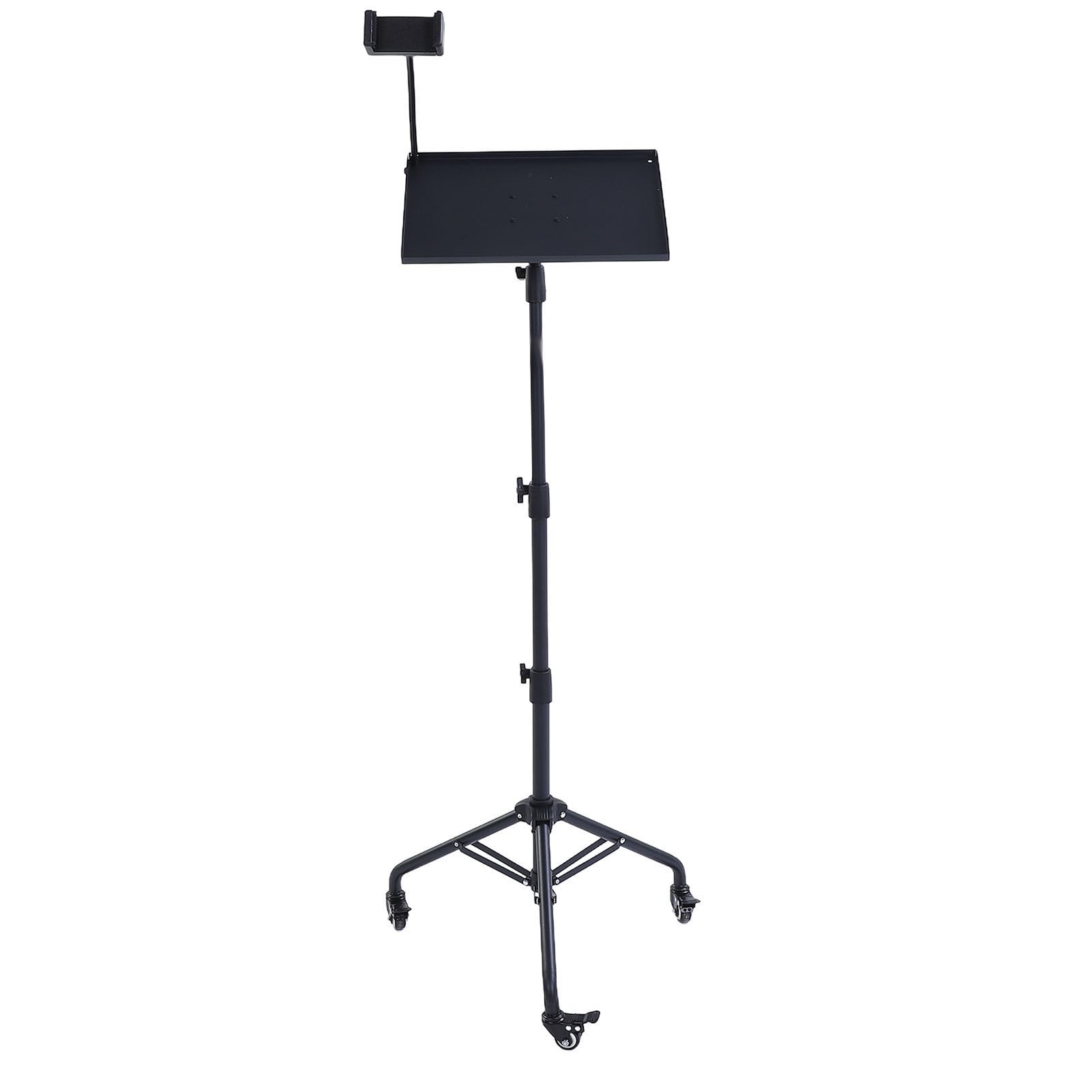Cryfokt Adjustable Laptop Projector Stand with Wheels | Intervallo di altezza 28-51,2 pollici, lega robusta, supporto per telefono rimovibile, uso versatile per ufficio, home
