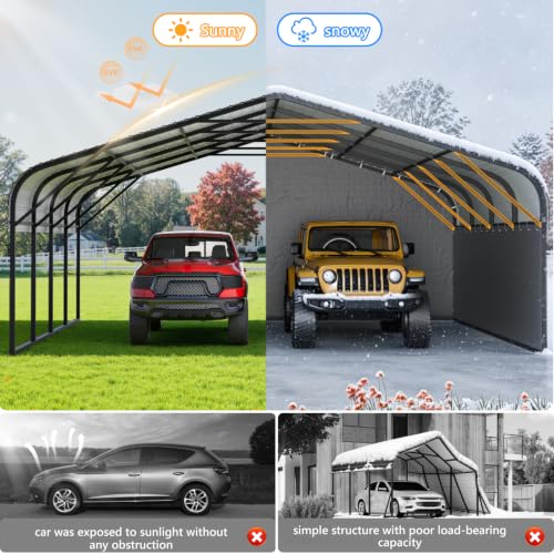 Image of 20x20 Metal Carport with Removable Sidewalls, Heavy Duty Car Carport Canopy, 100MPH Wind Resistance for Cars, Boats, Trucks, Outdoor Parties