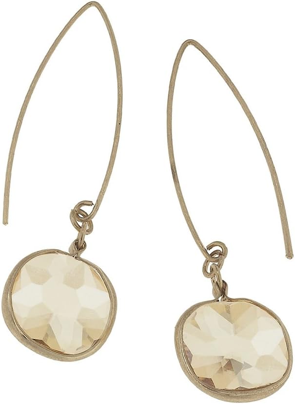 Canvas Jewelry Chanel Drop Marquis Wire Earrings in Champagne Glass