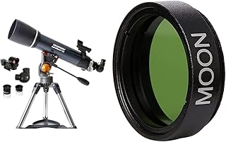 Celestron 22065 AstroMaster 102AZ Refractor Telescope, Dark Blue & 94119-A 1.25 Inch Moon Filter
