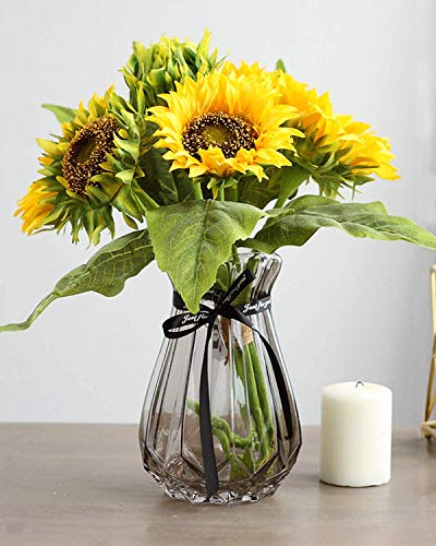 Decpro Ramo de Girasol Artificial para Bodas, oficinas, Fiestas, Jardines, Centro de Mesa de arreglos Florales de Girasol de Seda, 2 Piezas Cover