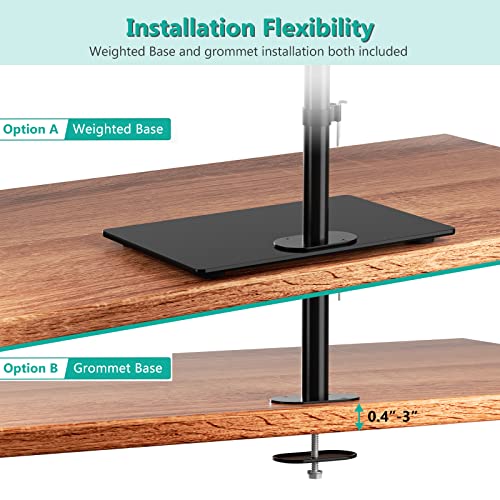 Image of Free Standing Single Monitor Stand, Height Adjustable Monitor Mount with Glass Base, Fits LCD LED Flat Curved Screen up to 32 inch, 22lbs, with Grommet Base (GMF001) by WALI