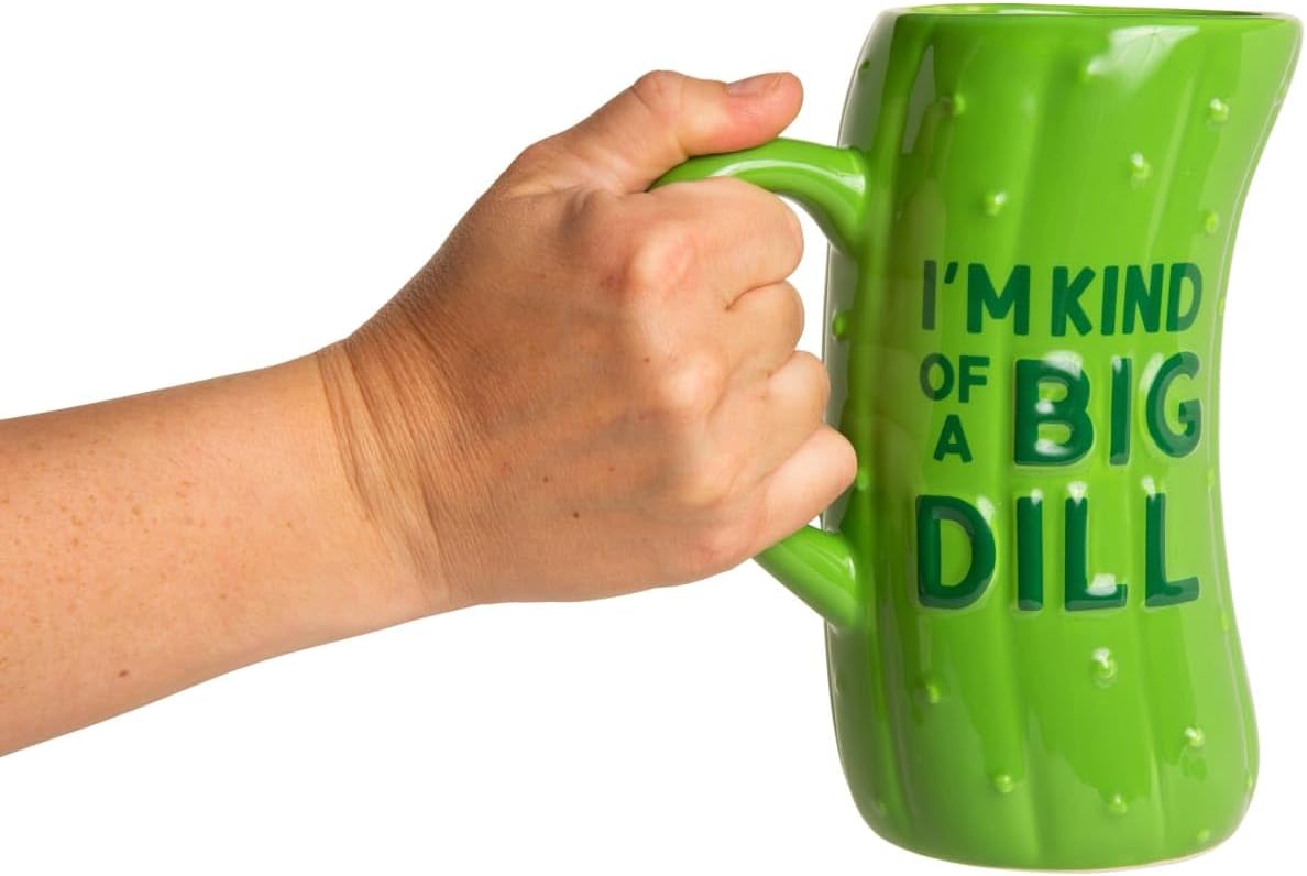 BigMouth Large Green Ceramic Pickle Mug 64oz Funny Coffee Mugs Gag Gift for Adults and Coffee Lovers Unique Gift for Men and Women - Image 2