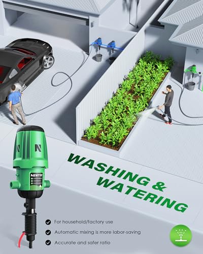NEWTRY Dünger Dosierer chemische Mittel Mischer, 0,2~2% einstellbare Düngerinjektor Dosierpumpe, Wasserbetriebener Flüssigkeitsdosierer für Garten, Bewässerung & Hydroponisches System, Bauernhof