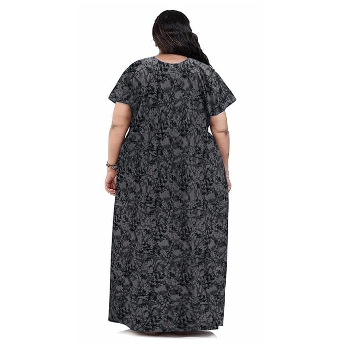 Image of Nighty for Women Cotton Printed Maxi Gown Ankle Length Nighty Night Dress Gown for Women Maxi - Free Size