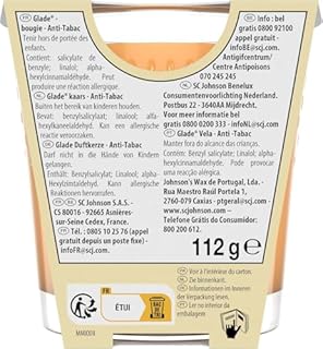 Glade Bougie Vegan Parfum Infusé Huiles Essentielles - Nouvelle Formule Sans Huile De Palme - Anti-Tabac - 6 Bougies