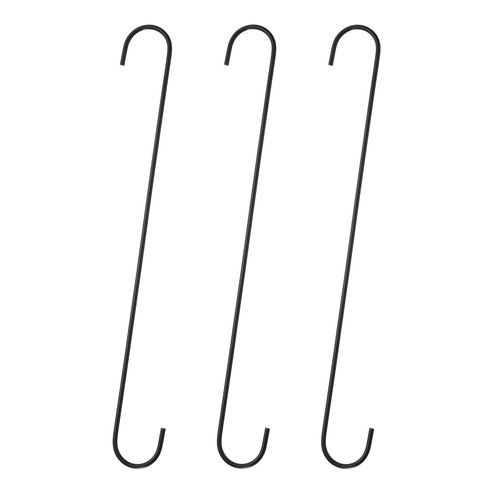 HARFINGTON 3 lange S-Haken, 40,6 cm, extra lang, S-Form, aus Metall, hoher Manganstahl, S-Aufhänger, Aufbewahrung, Organisationswerkzeug für Küche, Garten, Badezimmer, Garage, Schrank, Schwarz