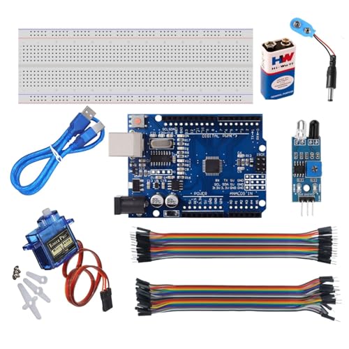 Image of DIY Ultrasonic Distance Sensor Starter Kit for UNO R3, LCD1602, Breadboad, DC Motor, Starter /Beginner Kit for Uno R3 microcontroller Compatible with Arduino IDE