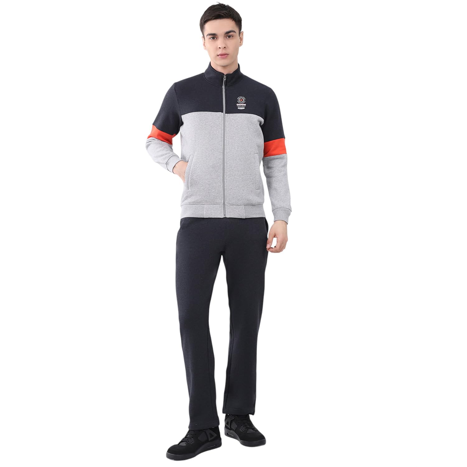Monte Carlo Men’s Regular Fit Collared Neck Full Sleeve Printed Winter Tracksuit | Trendy Printed Design | Soft Warm Fabri...