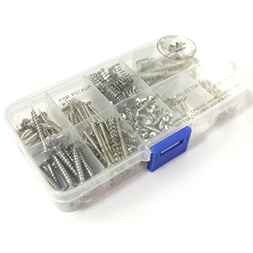 MAKA Guitar Screw Kit Assortment Box Kit for Electric Guitar Bridge, Pickup, Pickguard, Tuner, Switch, Neck Plate, with Springs, 9 Types, Total 149 Screws, Chrome - Thumbnail 2