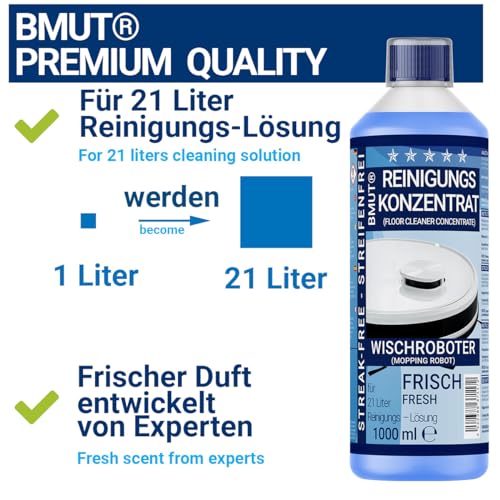 Dweilrobot reinigingsmiddel 6x1000ml concentraat schuimarm streepvrij frisse geur voor alle waterbestendige vloeren - Afbeelding 4