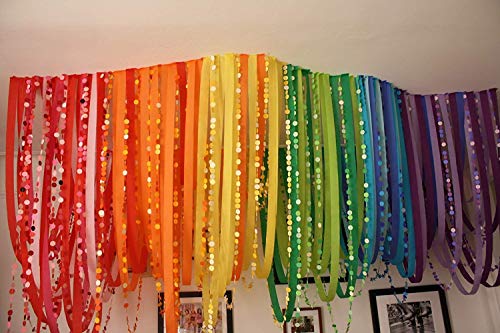 Image of MSGH Party Suppliers Decorative Ribbon Crepe Paper Streamer Roll - Pack of 12 (Design - A), Multicolor