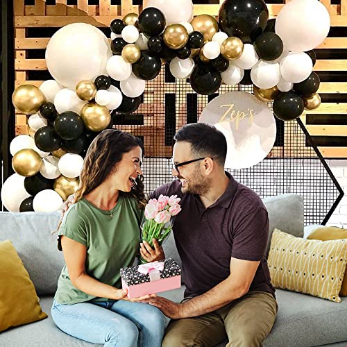 Image of Party Propz Metallic Balloons For Decoration - Set of 50 Pcs White, Black and Golden Balloons | Gold and Black Balloons For Birthday | Balloon Decorations For Birthday | Happy Anniversary Decorations