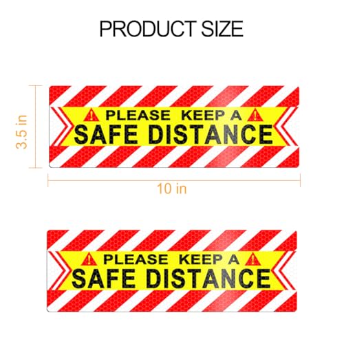 Image of Zpana Car Reflective Magnet Decals, 4PCS Magnetic Keep a Safe Distance Safety Warning Signs Sticker for Auto Bumper Window, Vehicle Exterior Decoration, Universal for SUV Sedan Truck
