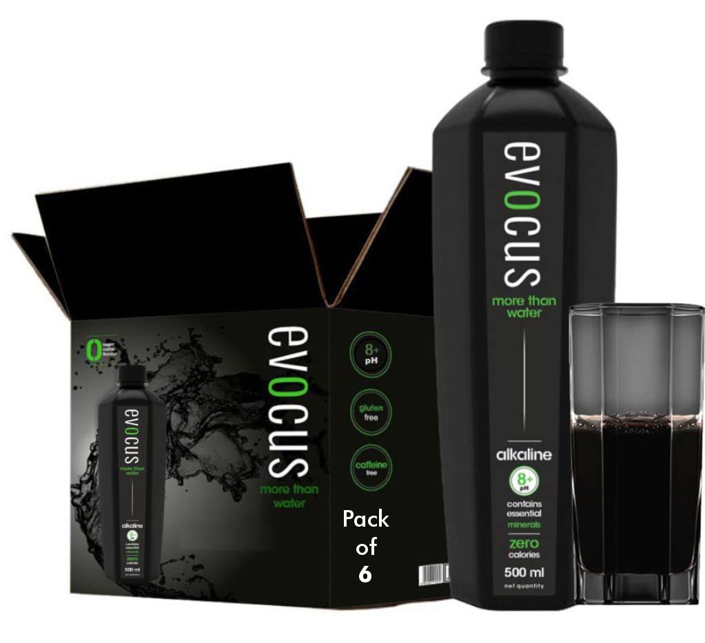 Evocus Black Alkaline Drink Infused with Essential Minerals 8+ pH