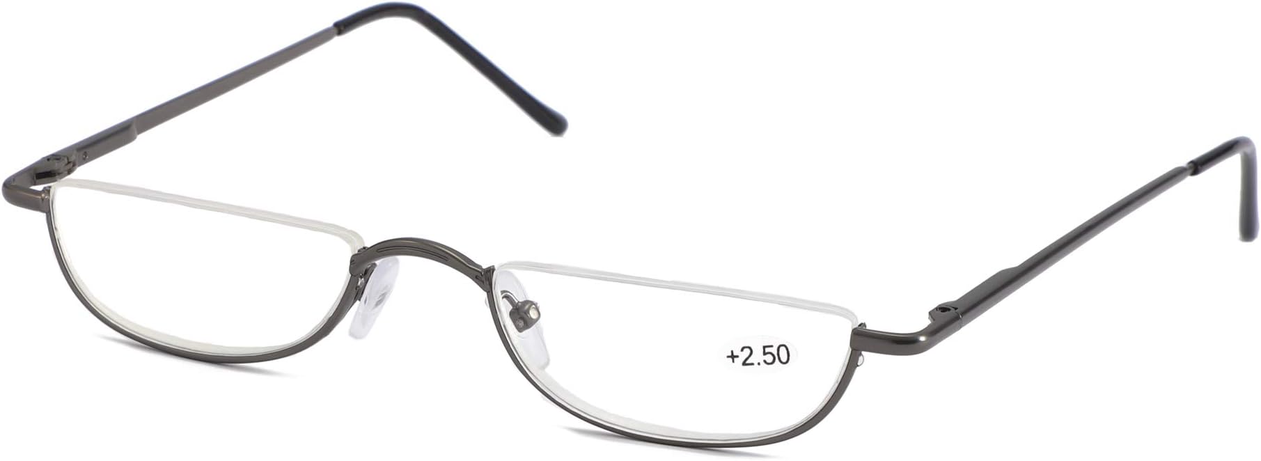 SOOLALA Mens Flat Top Half Frame Reading Glasses for Womens