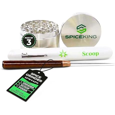 3PCS Grinder Bundle with Spice Grinder, Scoop, Poker/Herb Grinder