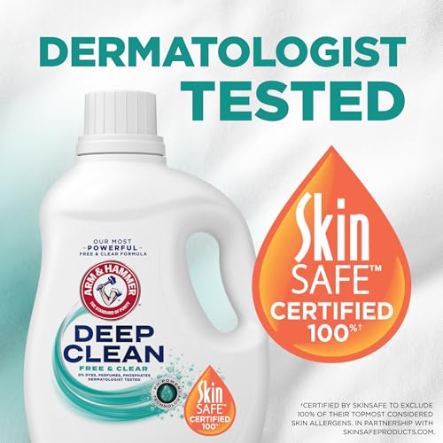 ARM & HAMMER Deep Clean Free & Clear Liquid Laundry Detergent, Free of Dyes, and Perfumes, Dermatologist Tested, 75 Fl Oz, 50 Loads - image 5