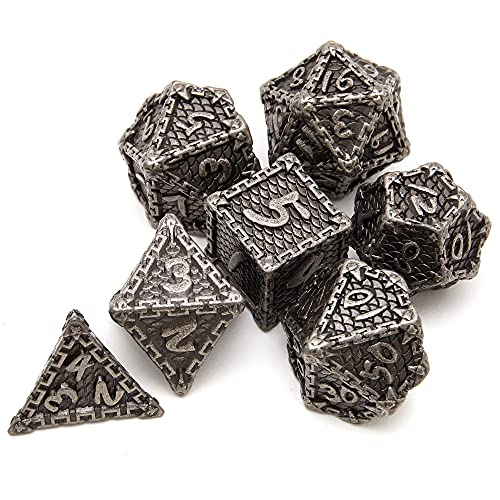 Dnd Metal Dice Set D&D Dragon Skin Scale Iron Chain Metal Polyhedral Dice Set Is Suitable For Role-Playing Dungeons And Dragons Dnd Dice Set Game（Bronze） #TOP3