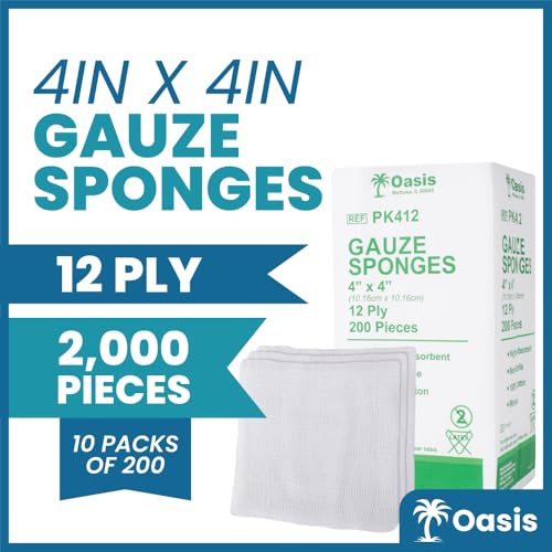 Oasis gasa de algodón 4 x 4 pulgadas, 12 capas tejidas, no estéril, caja de 2000 (10 paquetes de 200) miniatura 2