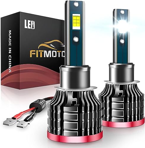 FITMOTORS H1 LED Bulbs,80W 16000 Lumens Bright,6500K Cool White LED Fog Light Halogen Replacement IP68 Waterproof, Pack of 2