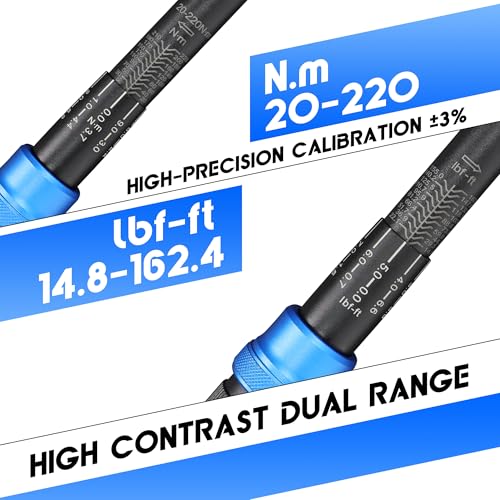 UYECOVE Drehmomentschlüssel 1/2 Zoll, 20-220 NM Einstellbar Drehmomentschlüssel Auto...