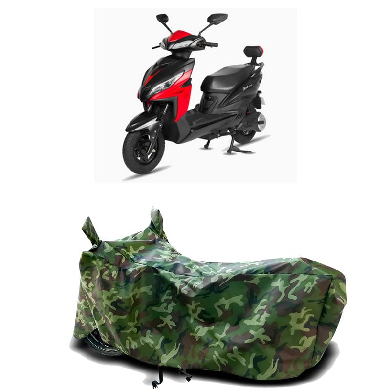 Image of DUFFEL-100% Heat Protection Two Wheeler Bike /Scooty Body Cover for Joy Wolf Bike BS6 Water Resistance /UV-Rays /Birds Dropping /Scratchproof /Dust Proof /Waterproof[Green Jungle Print]