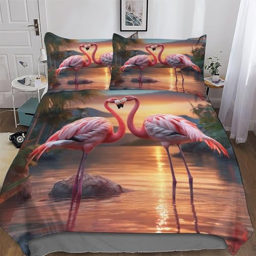 Housse de couette flamant rose microfibre king de qualité supérieure - 2