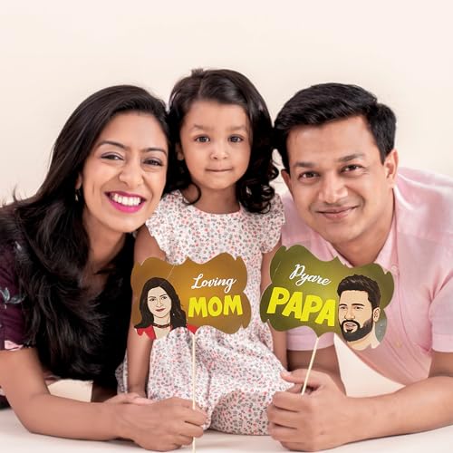 Image of Rozi Decoration Super Family Photobooth Props Set of 18 | Family-Themed Photo Props for Wedding, Baby Shower, Naming Ceremony | Mom to Be, Dad to Be & More