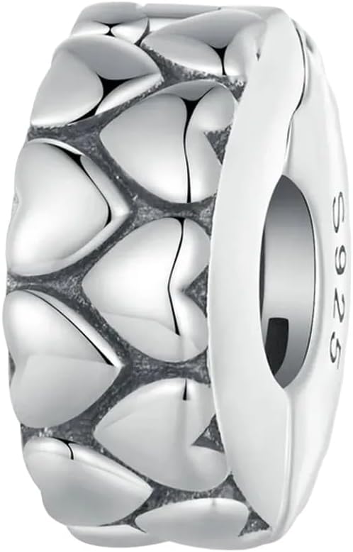 2025 925 スターリングシルバー レトロ ハートパターン ストッパー ビーズ 女性用 ブレスレット&amp;バングル DIY