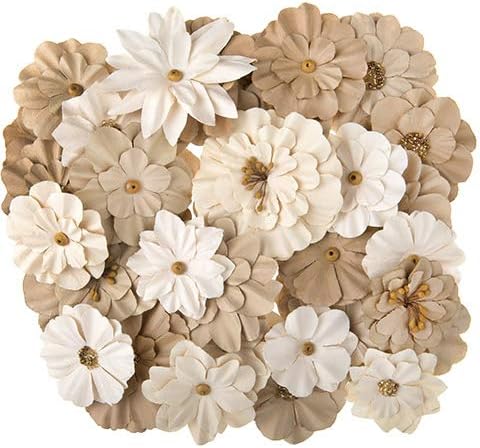 Darice Paper Floral Embellishment Flower and Butterfly Ornamentation, Multisize, Natural